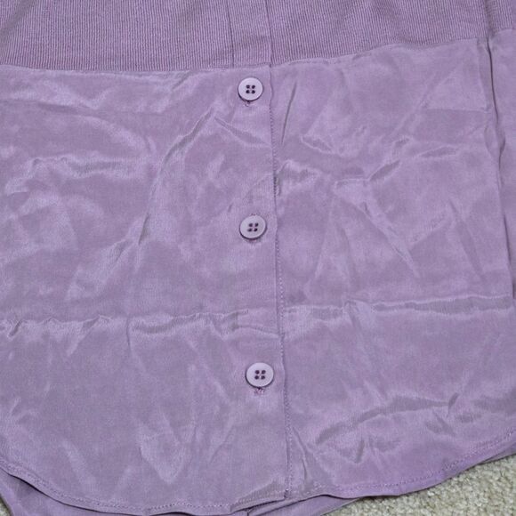 Universal Standard Dalia Mixed Media Merino Wool Cupro Top Women Elderberry 4XS - Picture 4 of 14